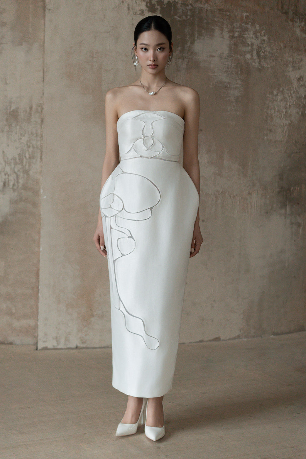 Women's Velquis Pegged Midi Dress White S/M/L/Customize MEAN BLVD White / M