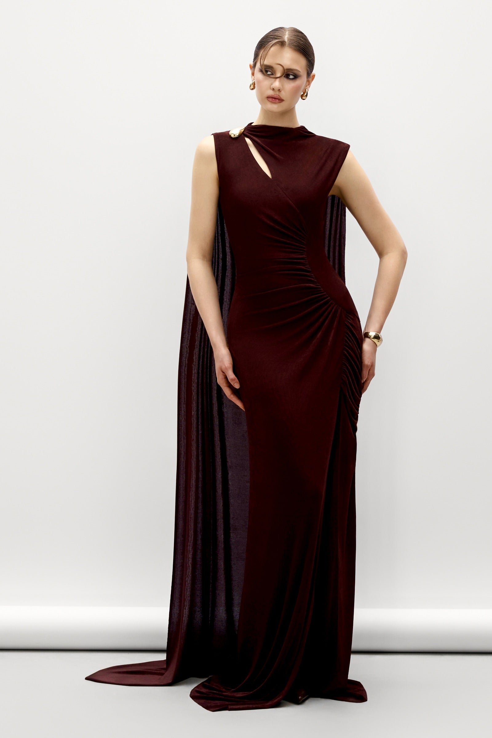 Vesper Cape Sleeve Maxi Dress - MEAN BLVD