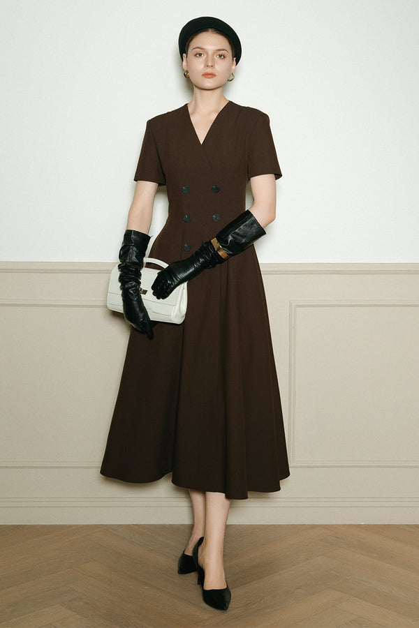 Vivienne V-Neck Button Midi Dress - MEAN BLVD