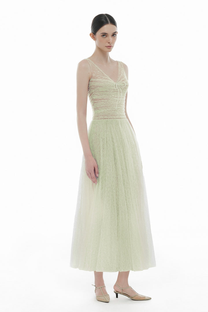 Vivienne V-Neck Sequin Midi Dress - MEAN BLVD