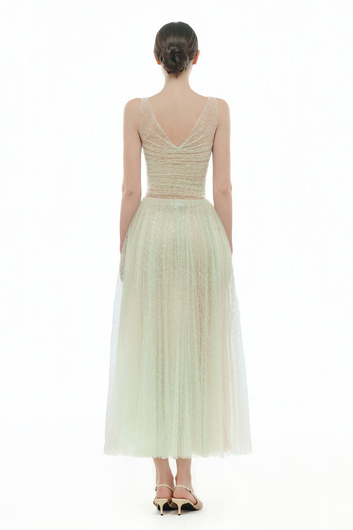 Vivienne V-Neck Sequin Midi Dress - MEAN BLVD