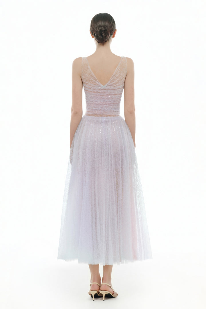 Vivienne V-Neck Sequin Midi Dress - MEAN BLVD