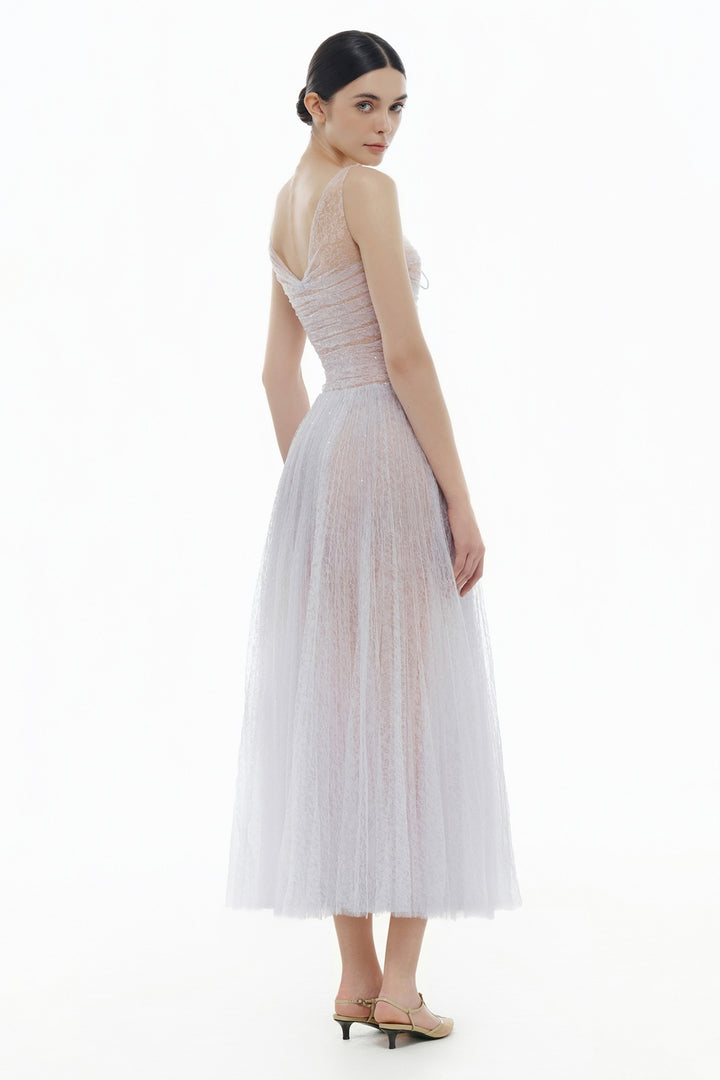 Vivienne V-Neck Sequin Midi Dress - MEAN BLVD