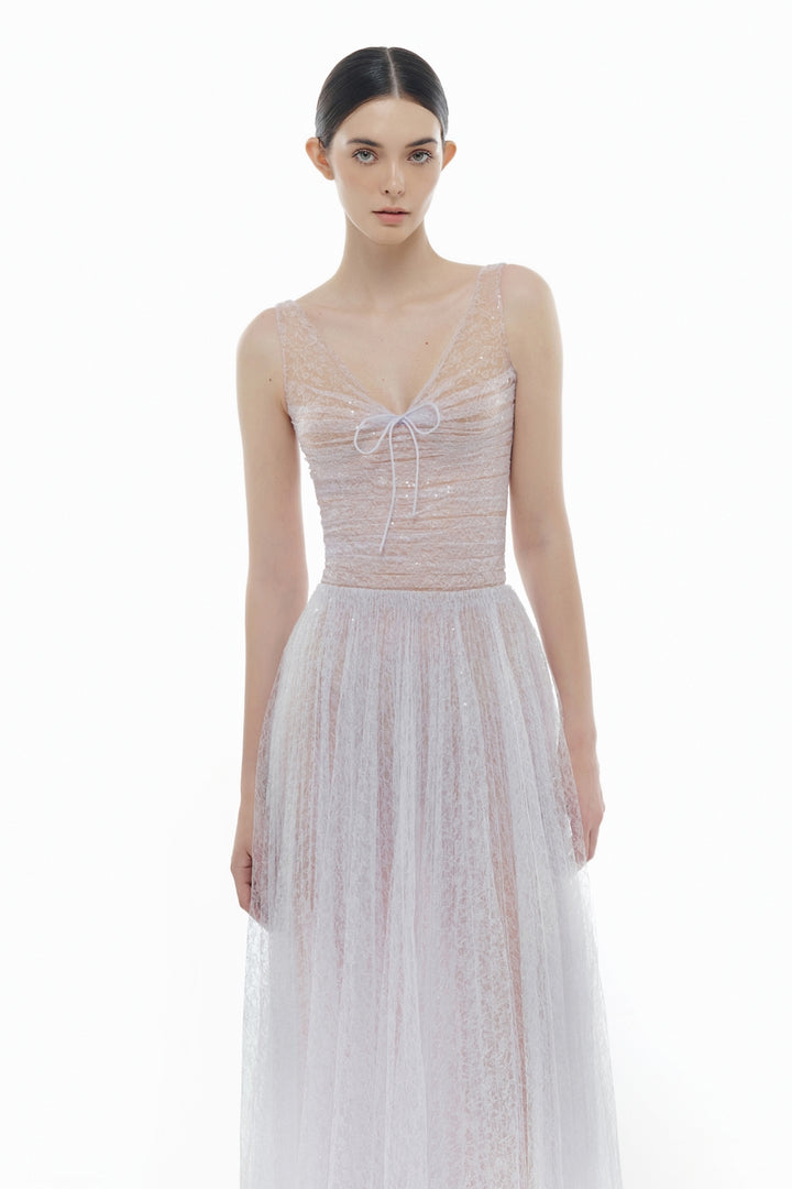 Vivienne V-Neck Sequin Midi Dress - MEAN BLVD