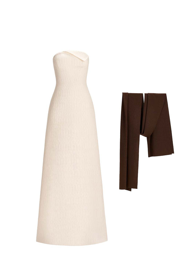 Giai A-line Sleeveless Ribbed Burlap Maxi Dress