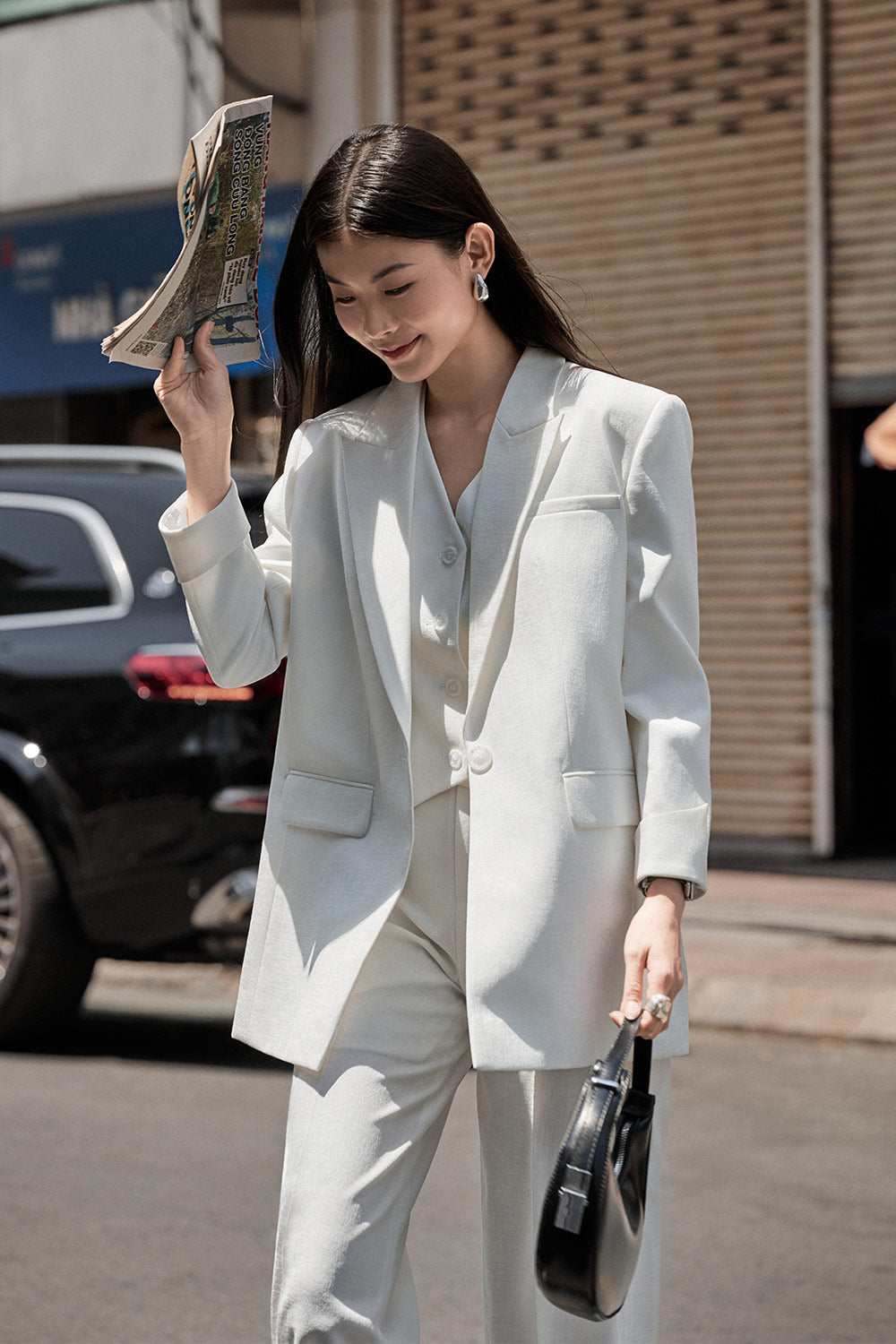 Tove Straight Single Breasted Twinkle Taffeta Blazer