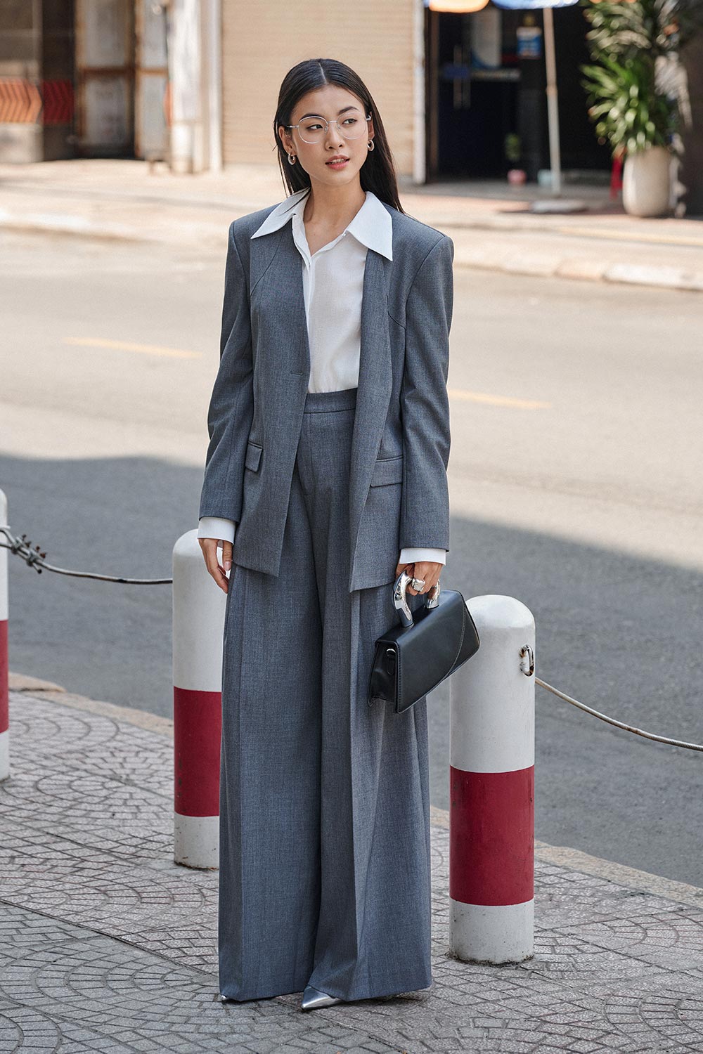 Naomi Straight Wide Leg Wool Blend Maxi Pants