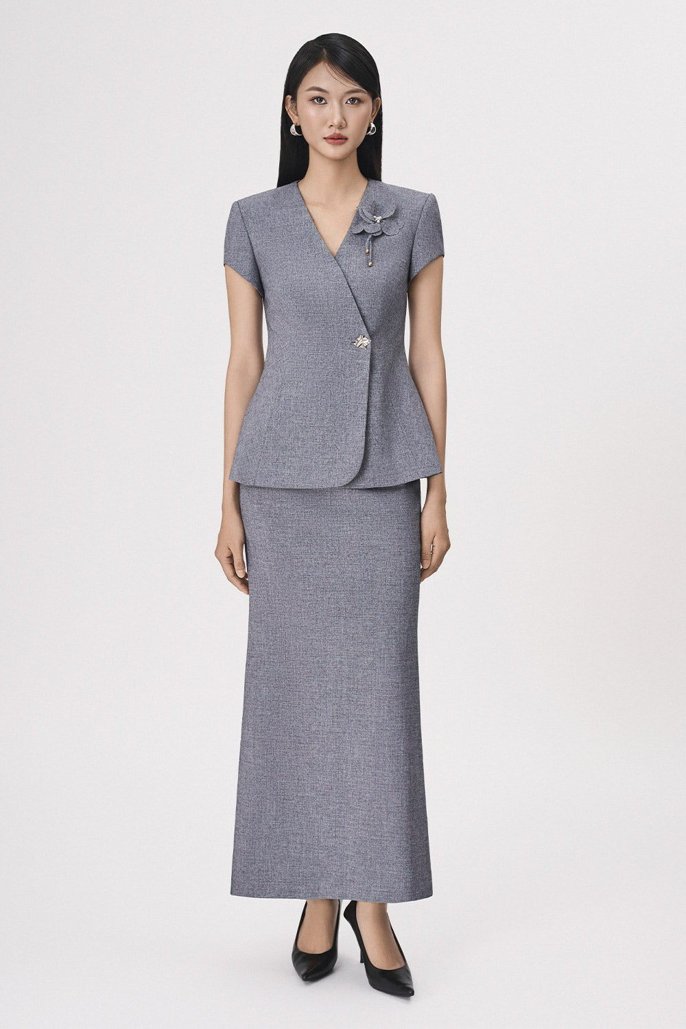 Mien Peplum Short Sleeved Polyester Jacket