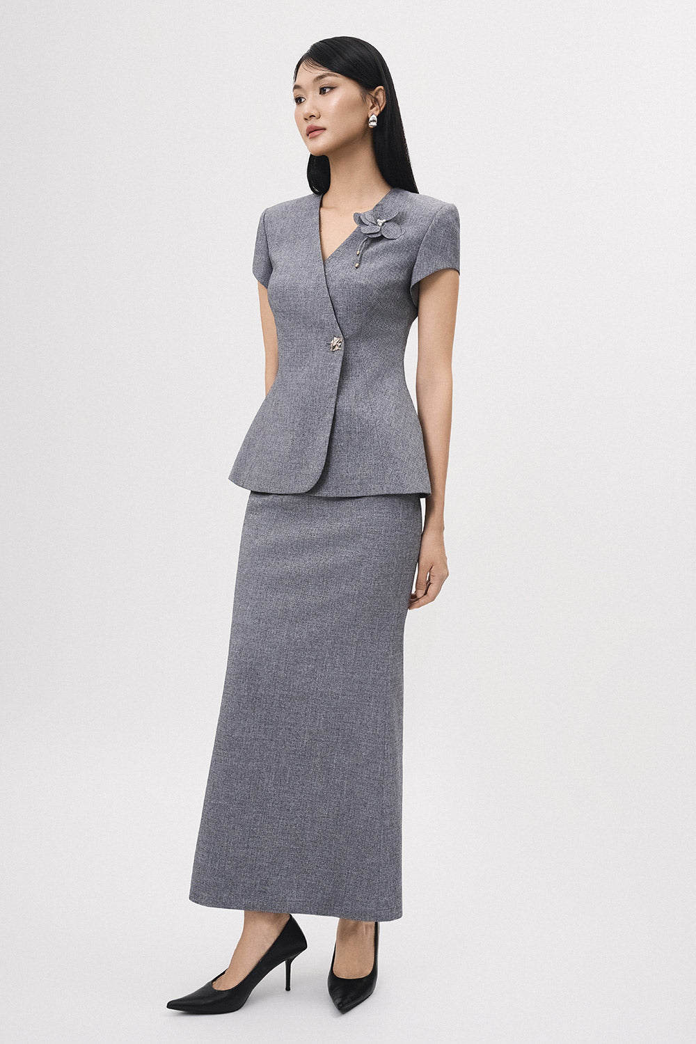 Mien Peplum Short Sleeved Polyester Jacket