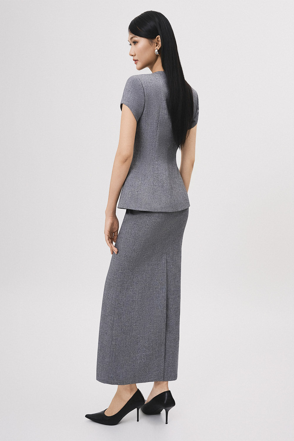 Mien Peplum Short Sleeved Polyester Jacket