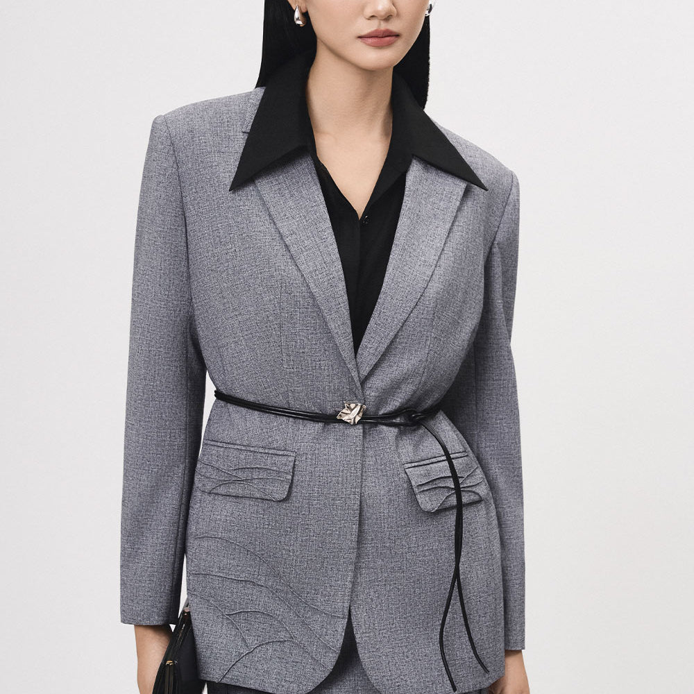 Thau Straight Collared Neck Silk Crepe Shirt