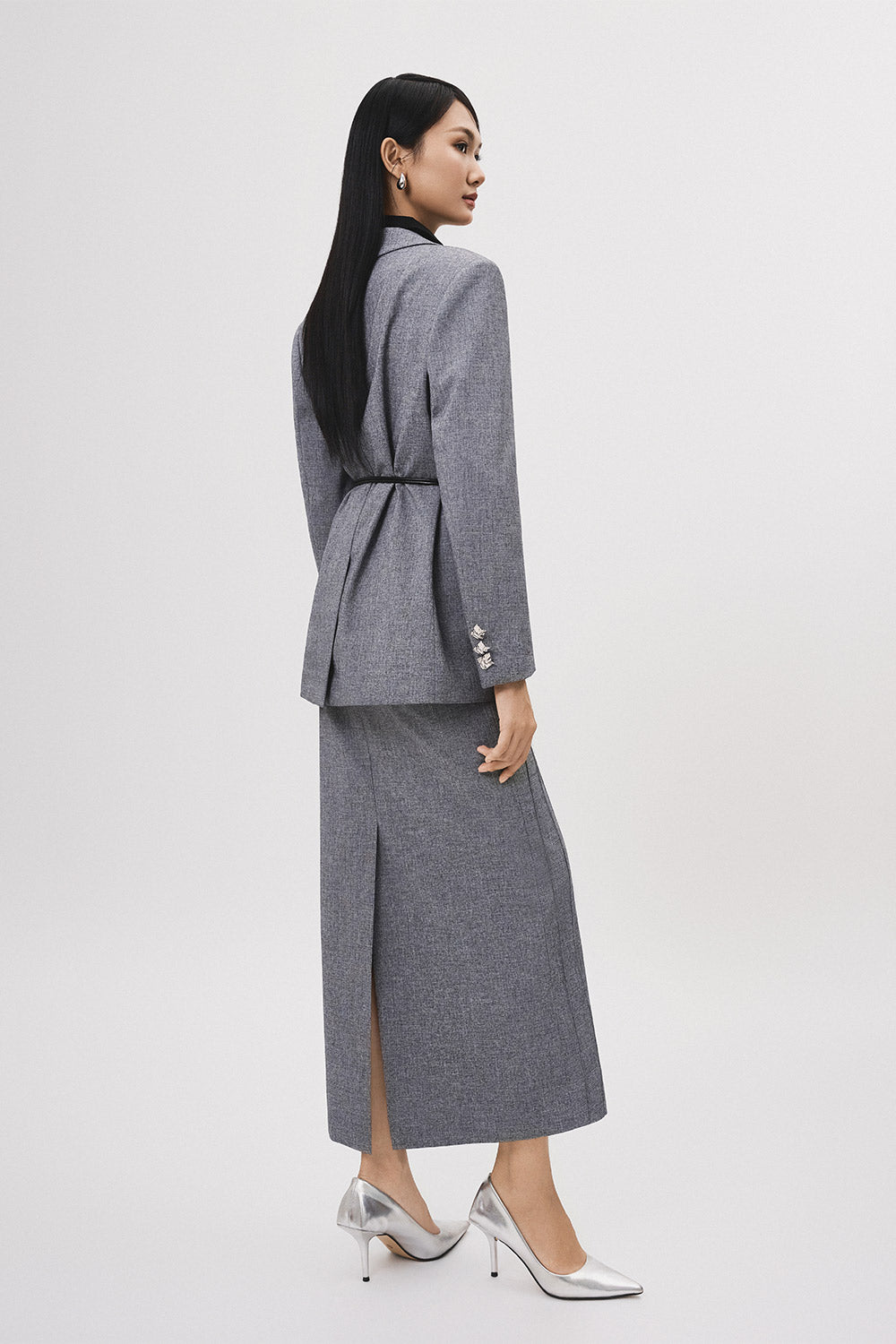 Tinh Straight Notch Lapel Polyester Blazer