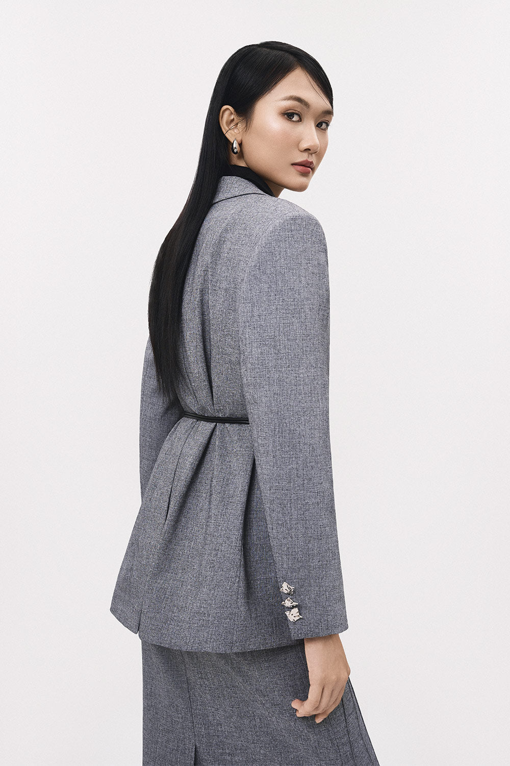 Tinh Straight Notch Lapel Polyester Blazer