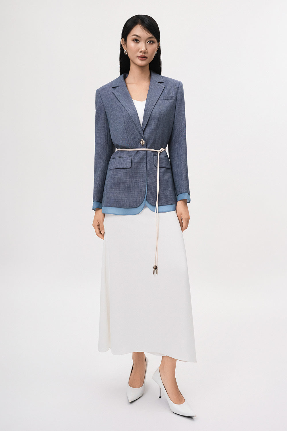 Khoi Straight Layered Polyester Blazer
