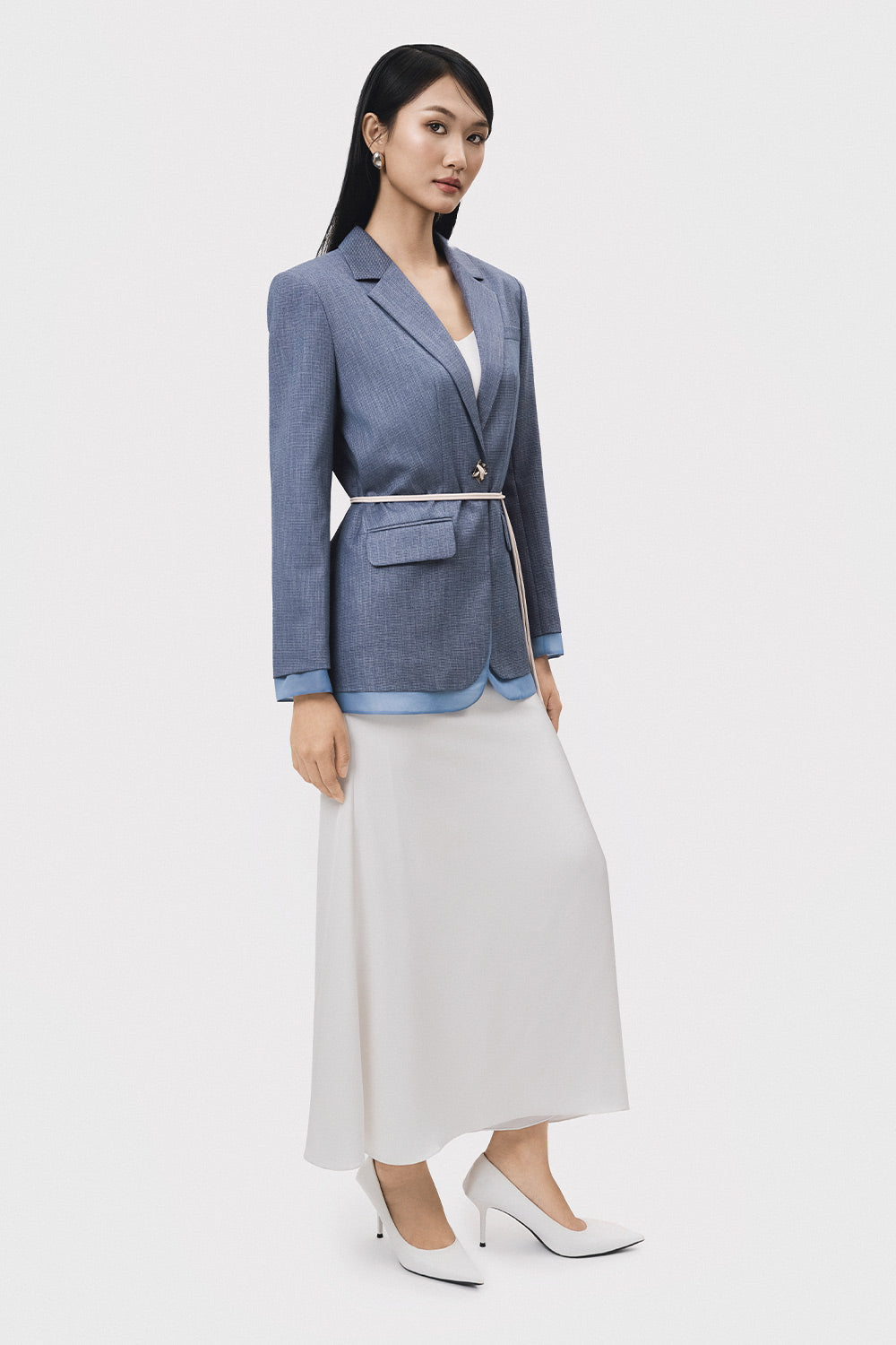Khoi Straight Layered Polyester Blazer
