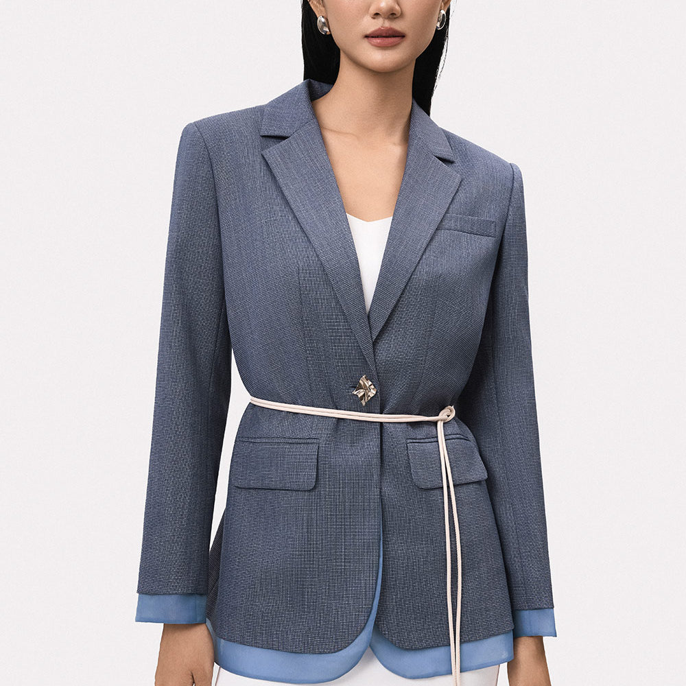 Khoi Straight Layered Polyester Blazer