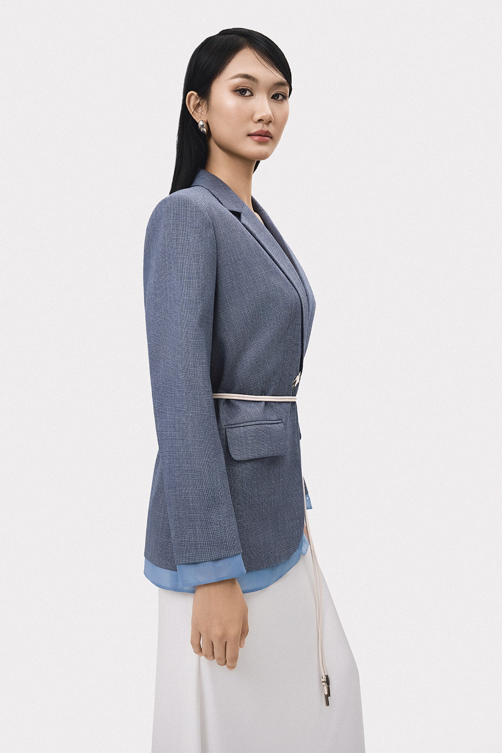 Khoi Straight Layered Polyester Blazer