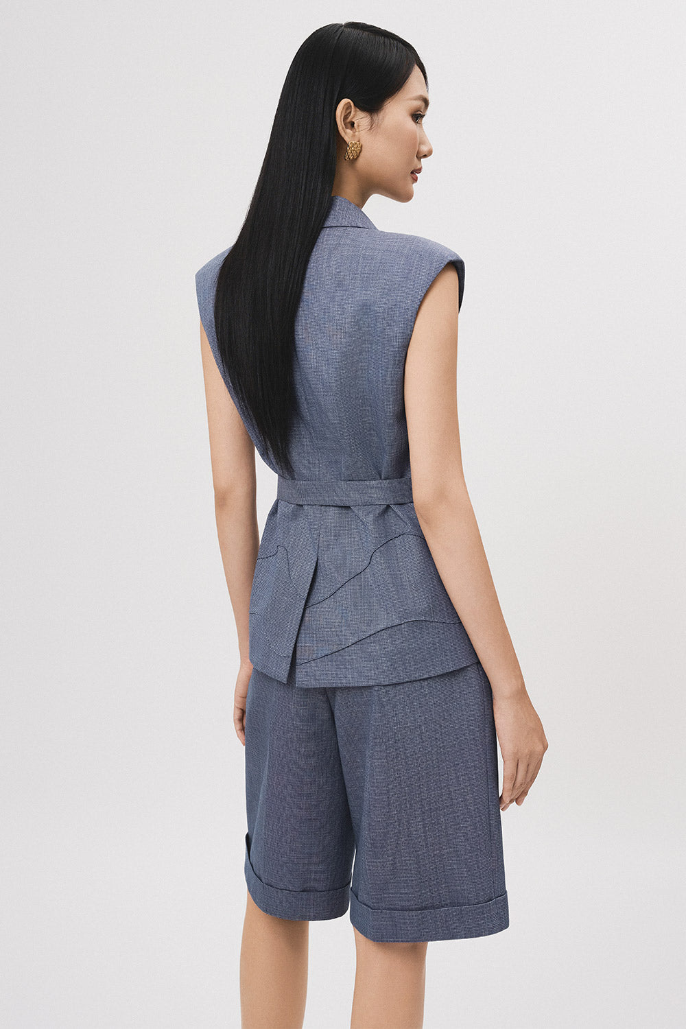 Cuon Straight Ribbed Polyester Knee-length Shorts