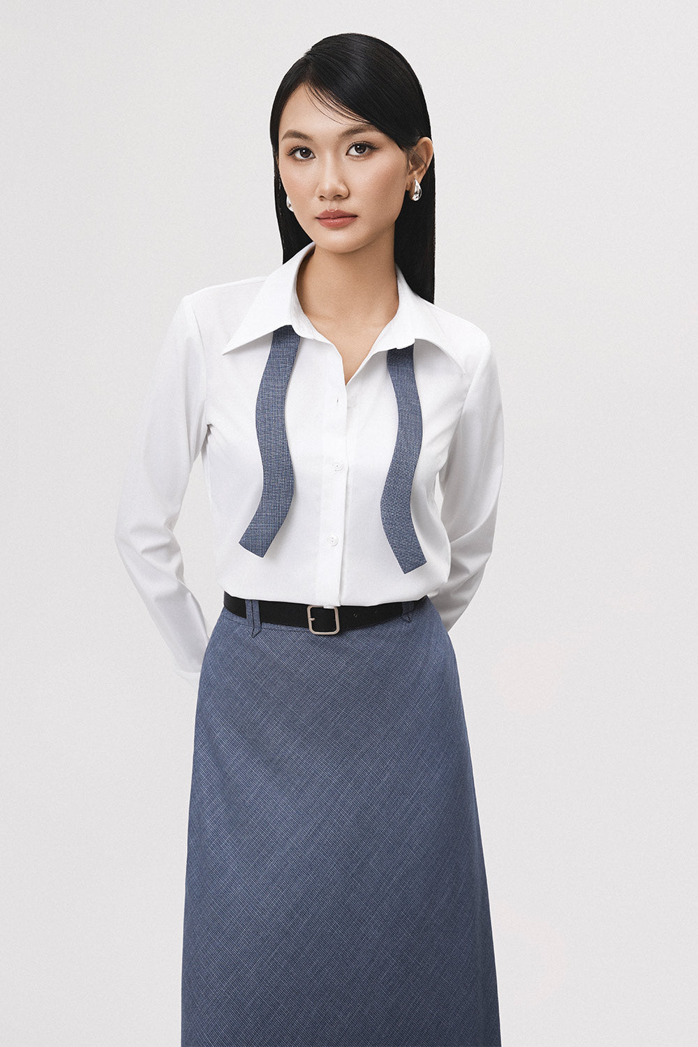 Nhip Straight Single Breasted Twill Shirt