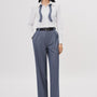 Nha Straight Side Pleated Polyester Maxi Pants