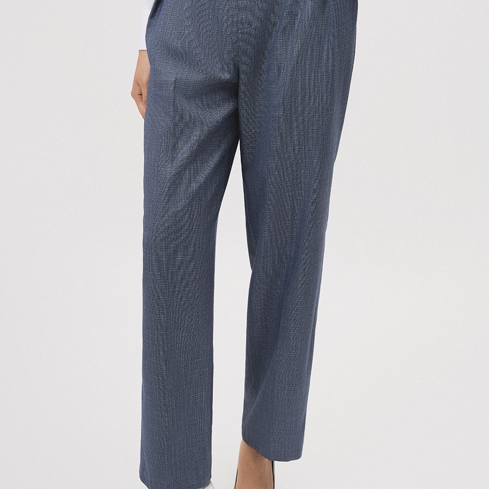 Nha Straight Side Pleated Polyester Maxi Pants