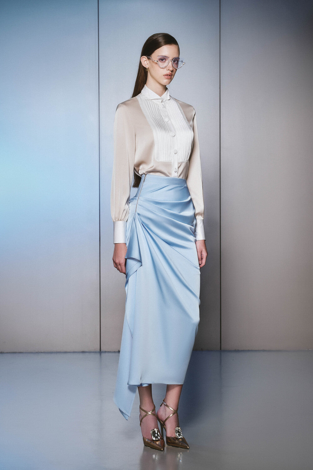 Silven Sarong High Waist Silk Blend Maxi Skirt