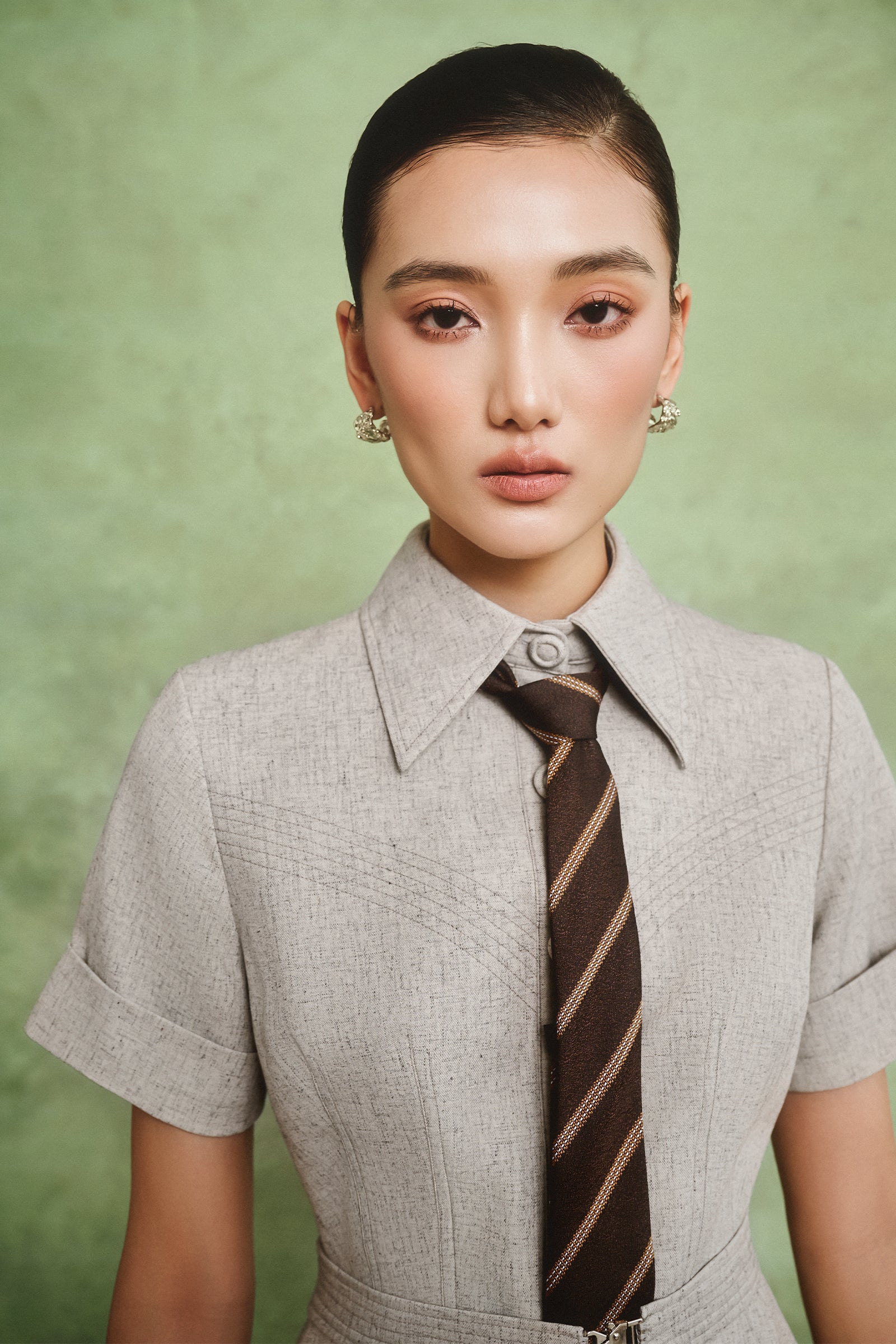 Lanco Collared Pleated Midi Dress