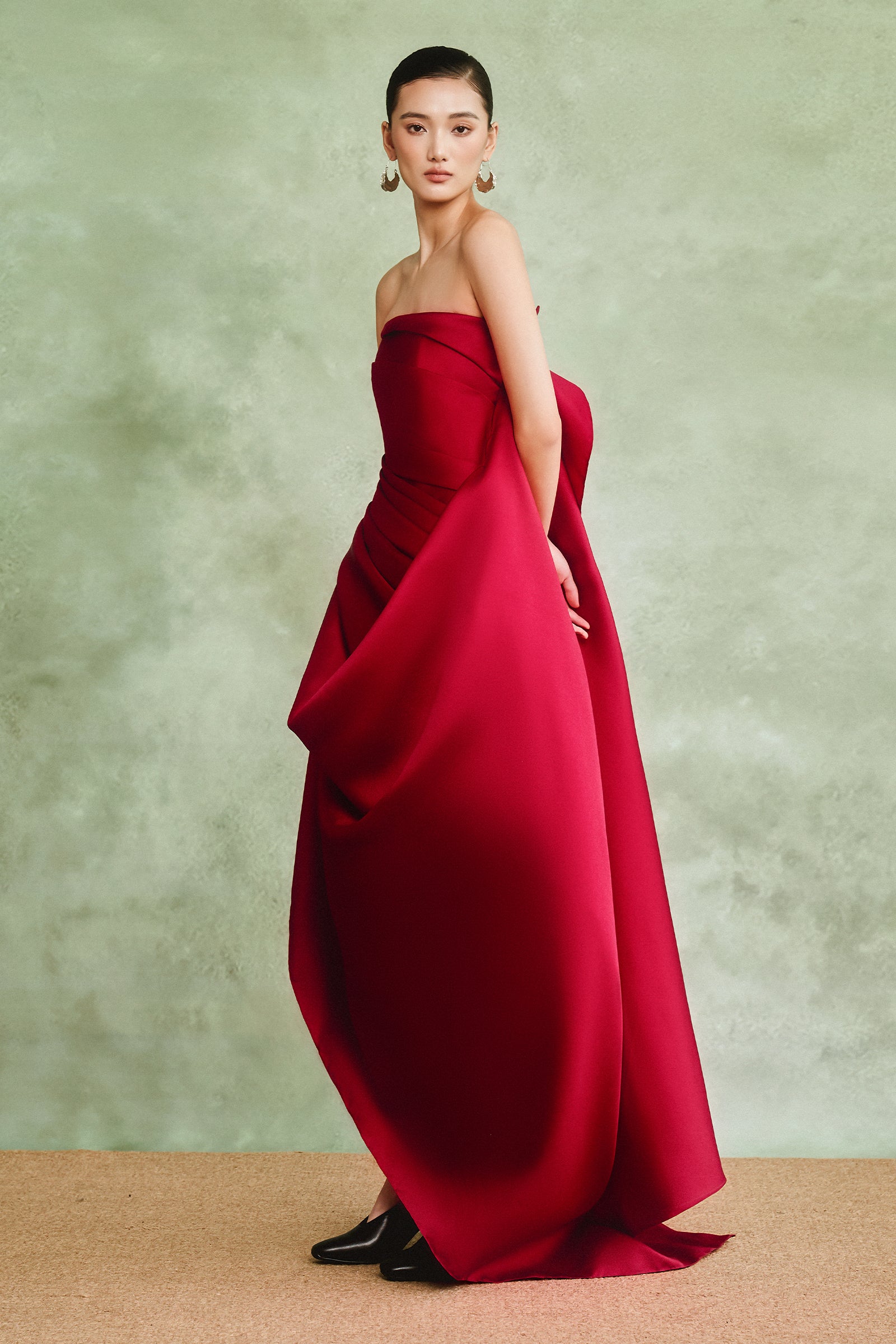 Bologna Straight Across Draped Maxi Dress