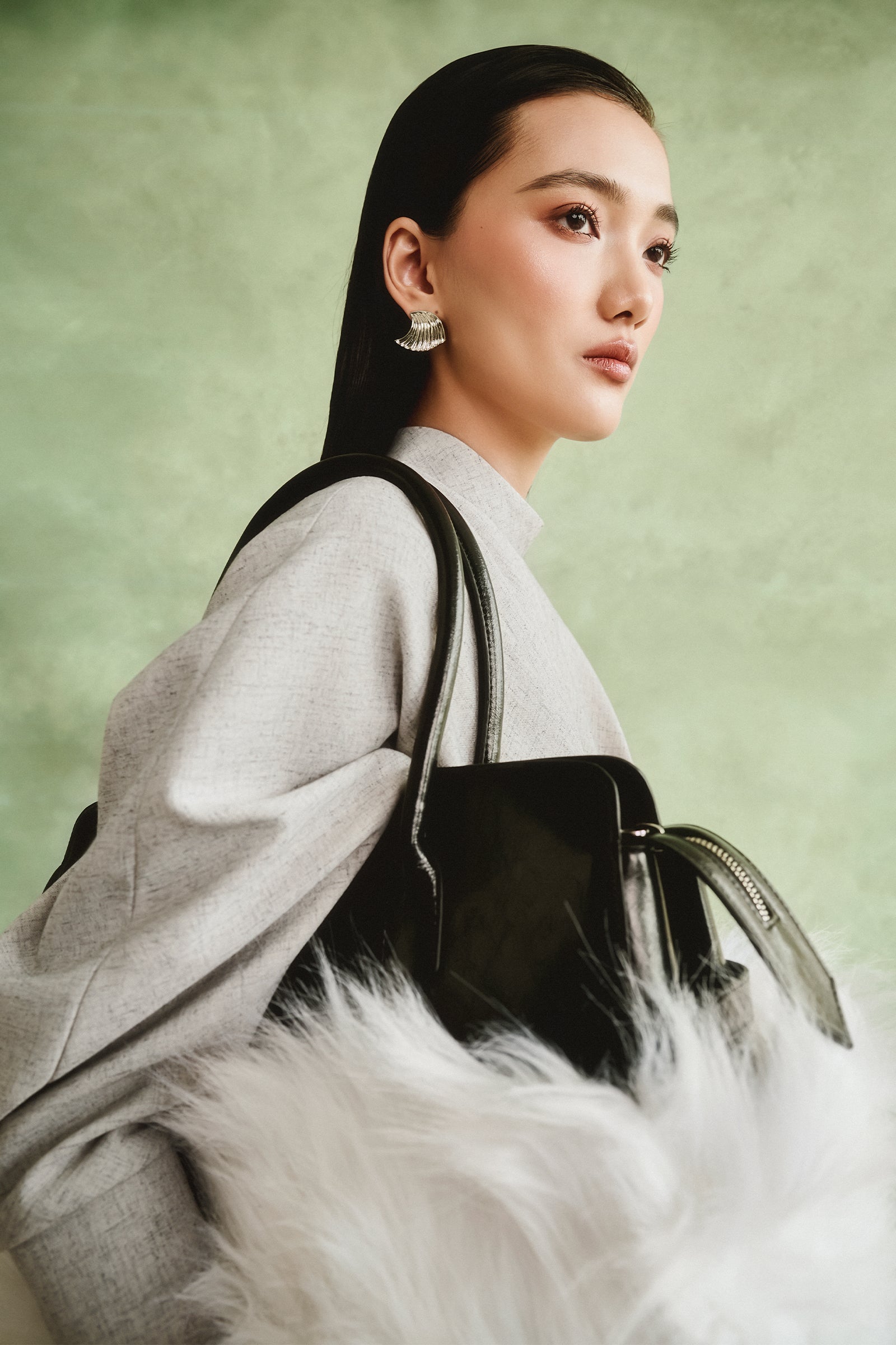 Verona High Neck Gathering Midi Dress