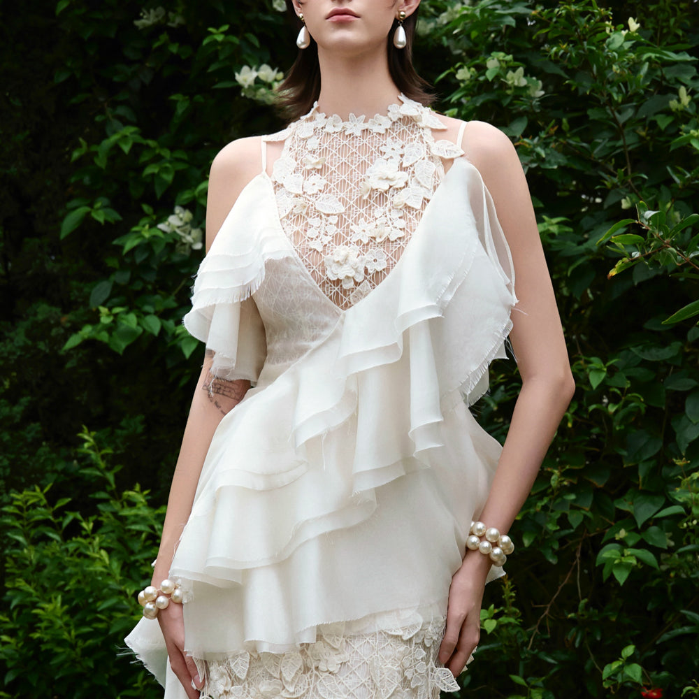 Waltzing Asymmetric Ruffle Mini Dress - MEAN BLVD