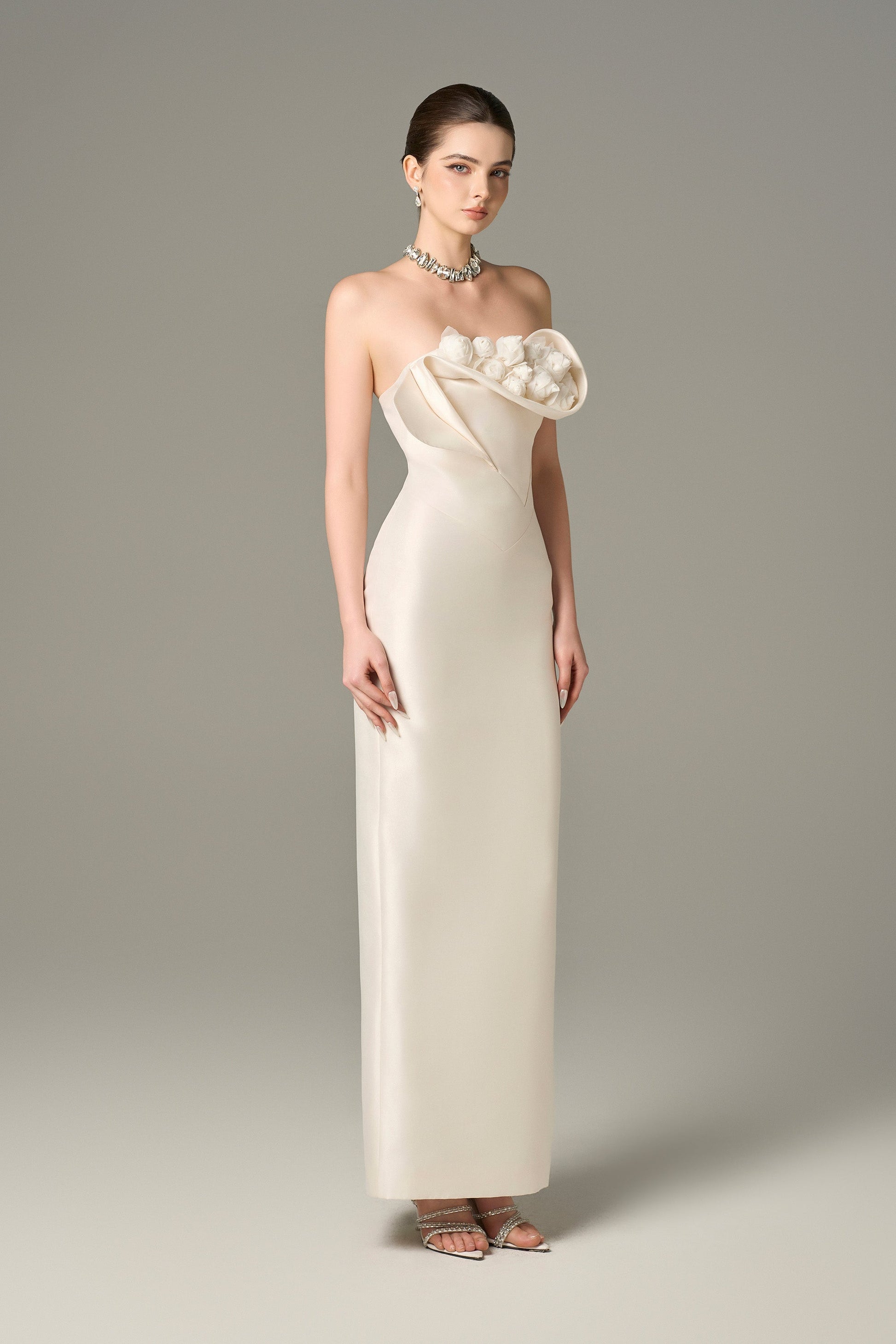 Seraphine Taffeta Bandeau Floral Embellished Maxi Dress 3