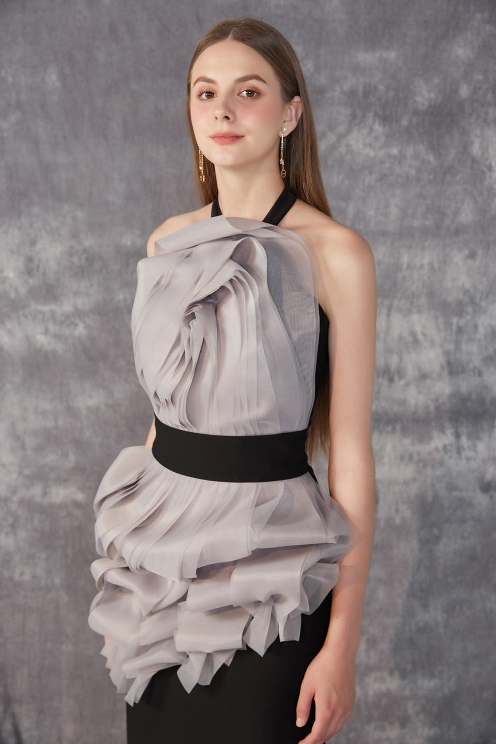 Wisteria Sheath Layered Organza Cotton Midi Dress