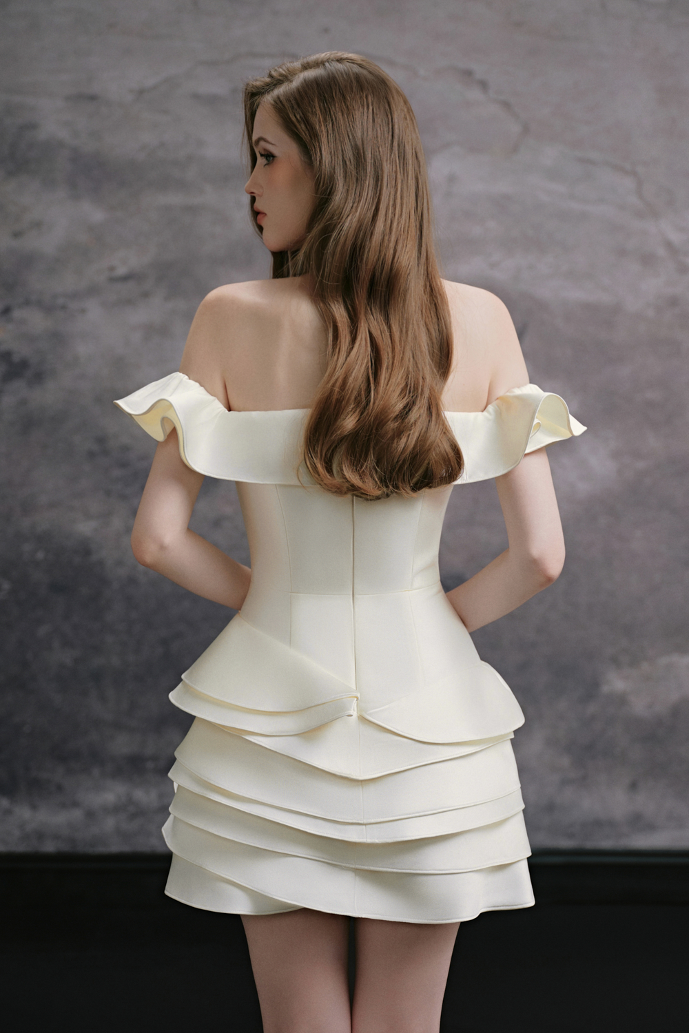 off shoulder draped mini dress Women's Yena Off-Shoulder Draped Mini Dress S/M/L/Customize Ivory MEAN BLVD Ivory / M