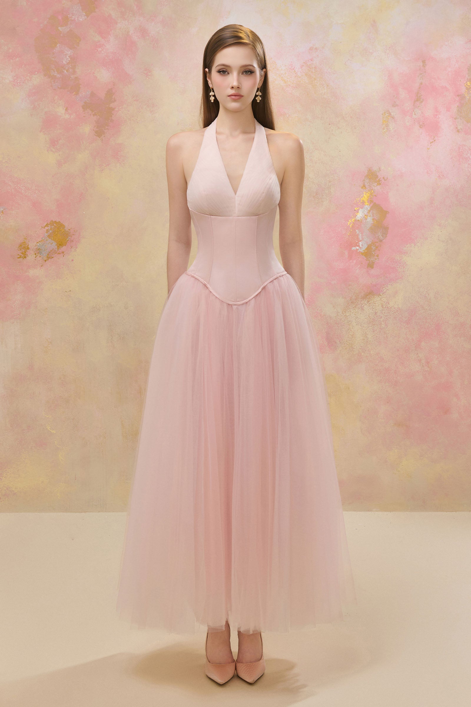 Ymir Halter Maxi Dress - Pastel Pink / S Ymir Halter Maxi Dress - Pastel Pink / S