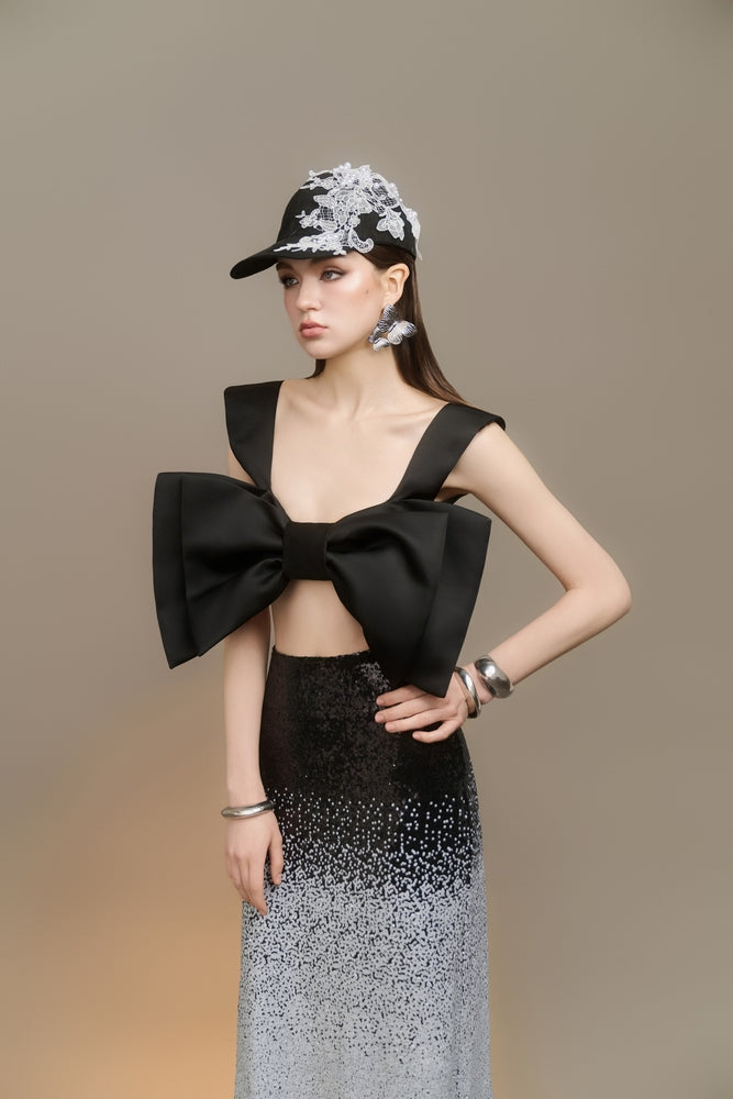 Zella Cropped Bow Silk Blend Top