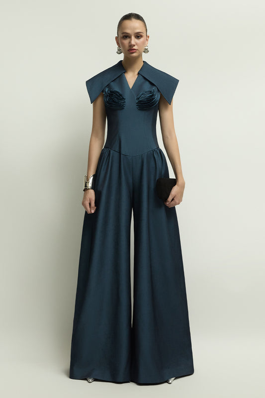 Zelie Cape Sleeve Applique Jumpsuit - MEAN BLVD