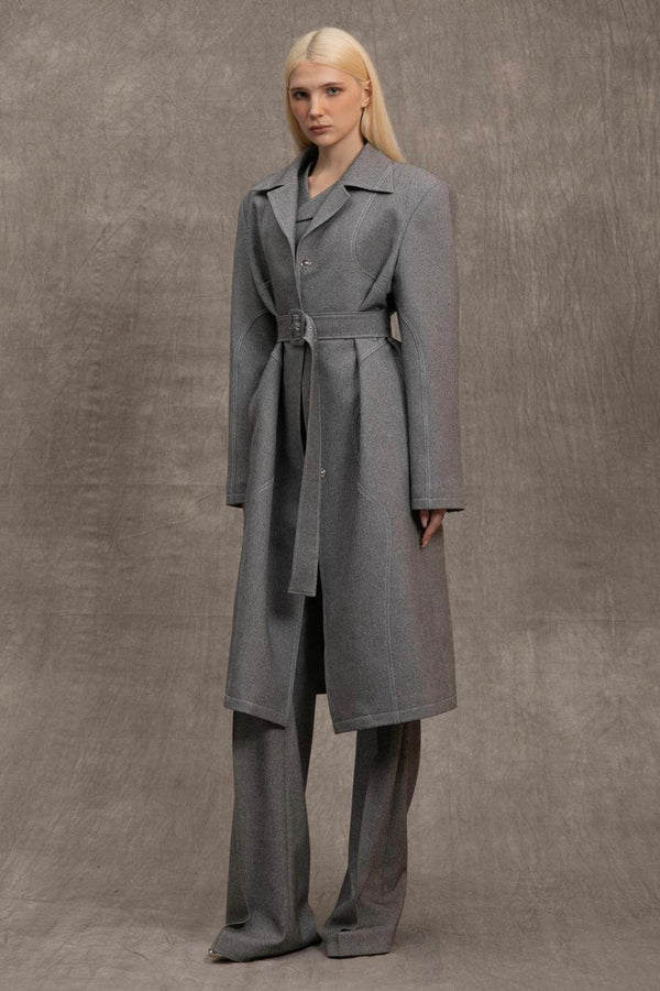 Aaliyah Overcoat Pegged Shoulder Canvas Trench Coat - MEAN BLVD