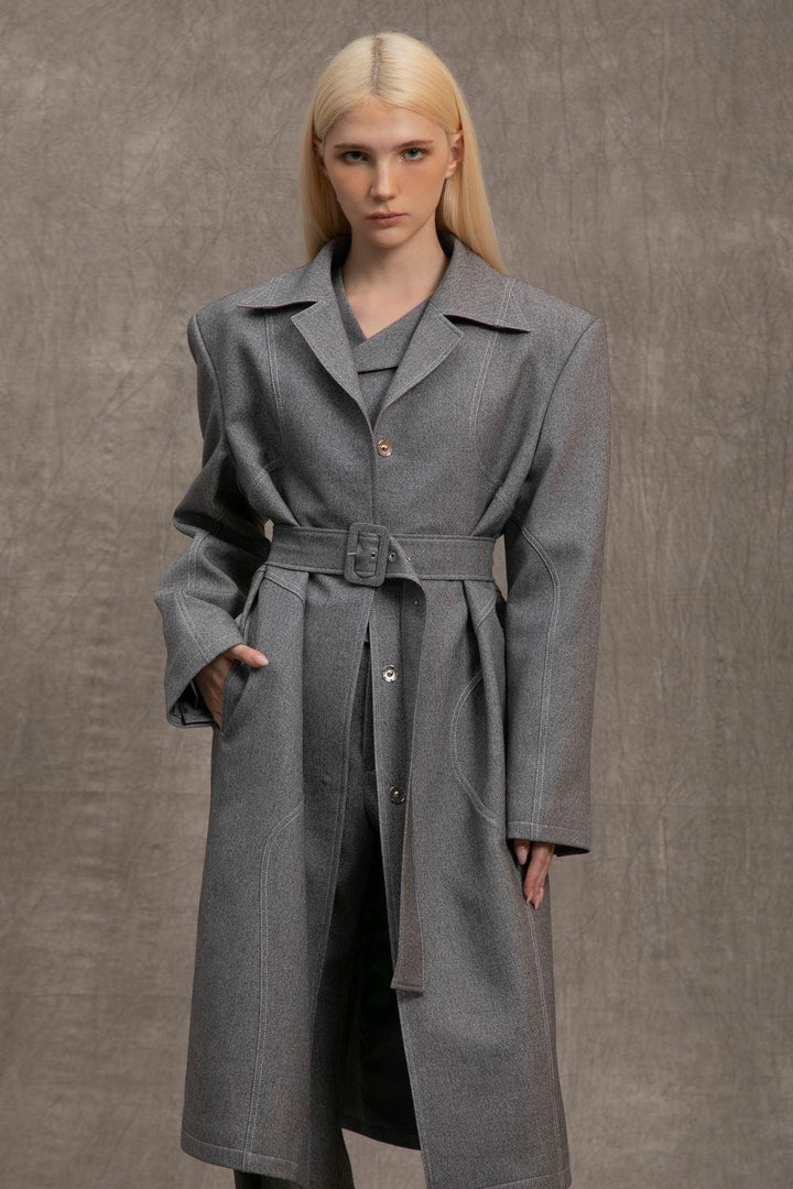 Aaliyah Overcoat Pegged Shoulder Canvas Trench Coat - MEAN BLVD