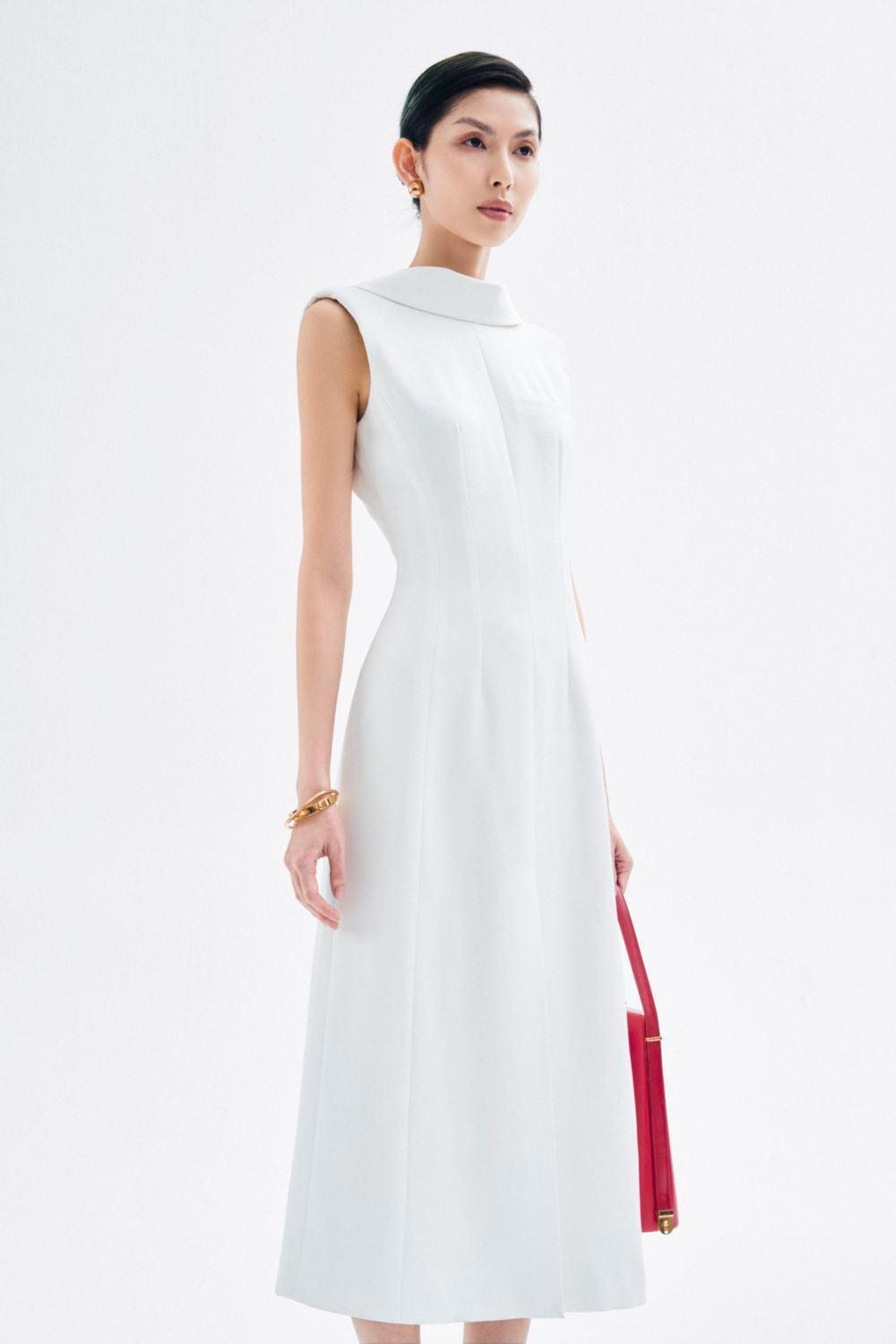 Abigail A-line Sleeveless Crepe Midi Dress - MEAN BLVD
