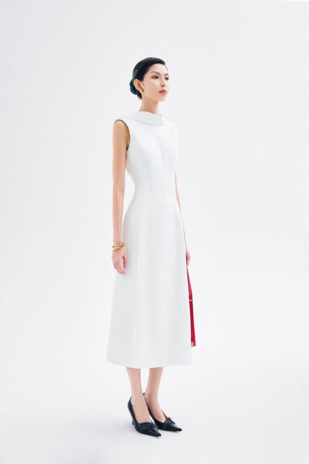 Abigail A-line Sleeveless Crepe Midi Dress - MEAN BLVD