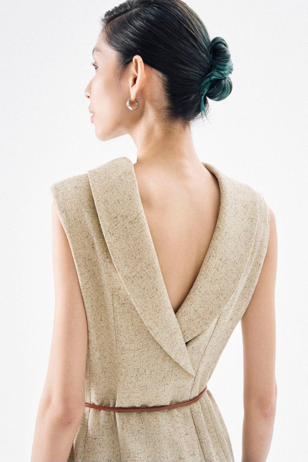 Abigail A-line Sleeveless Crepe Midi Dress - MEAN BLVD