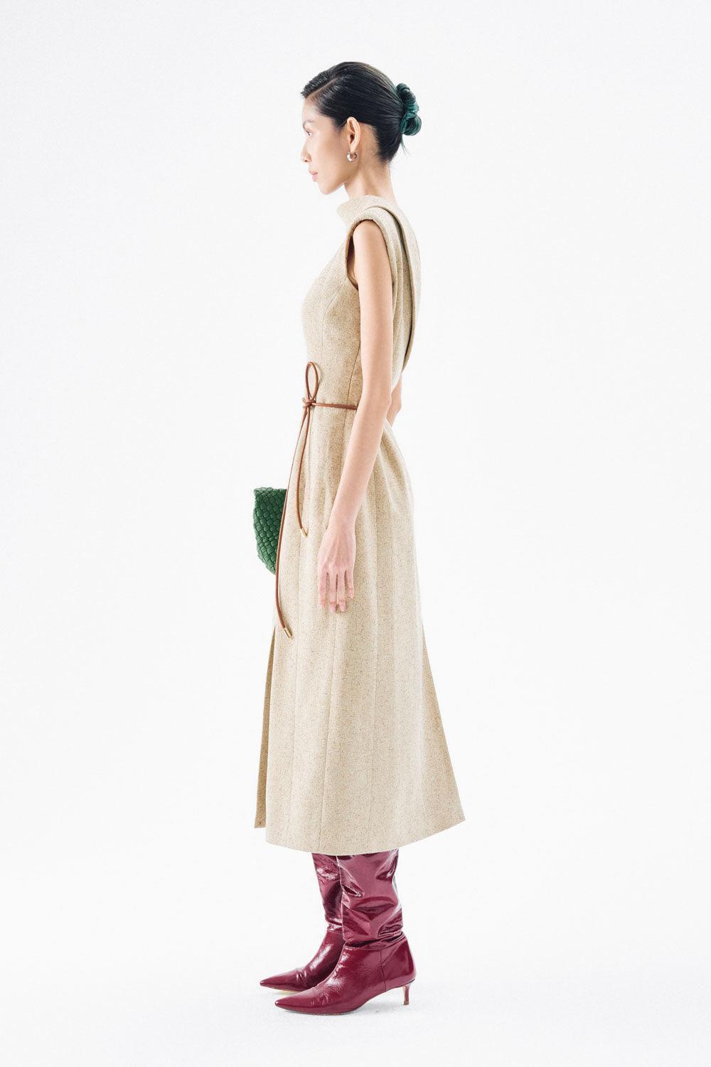 Abigail A-line Sleeveless Crepe Midi Dress - MEAN BLVD