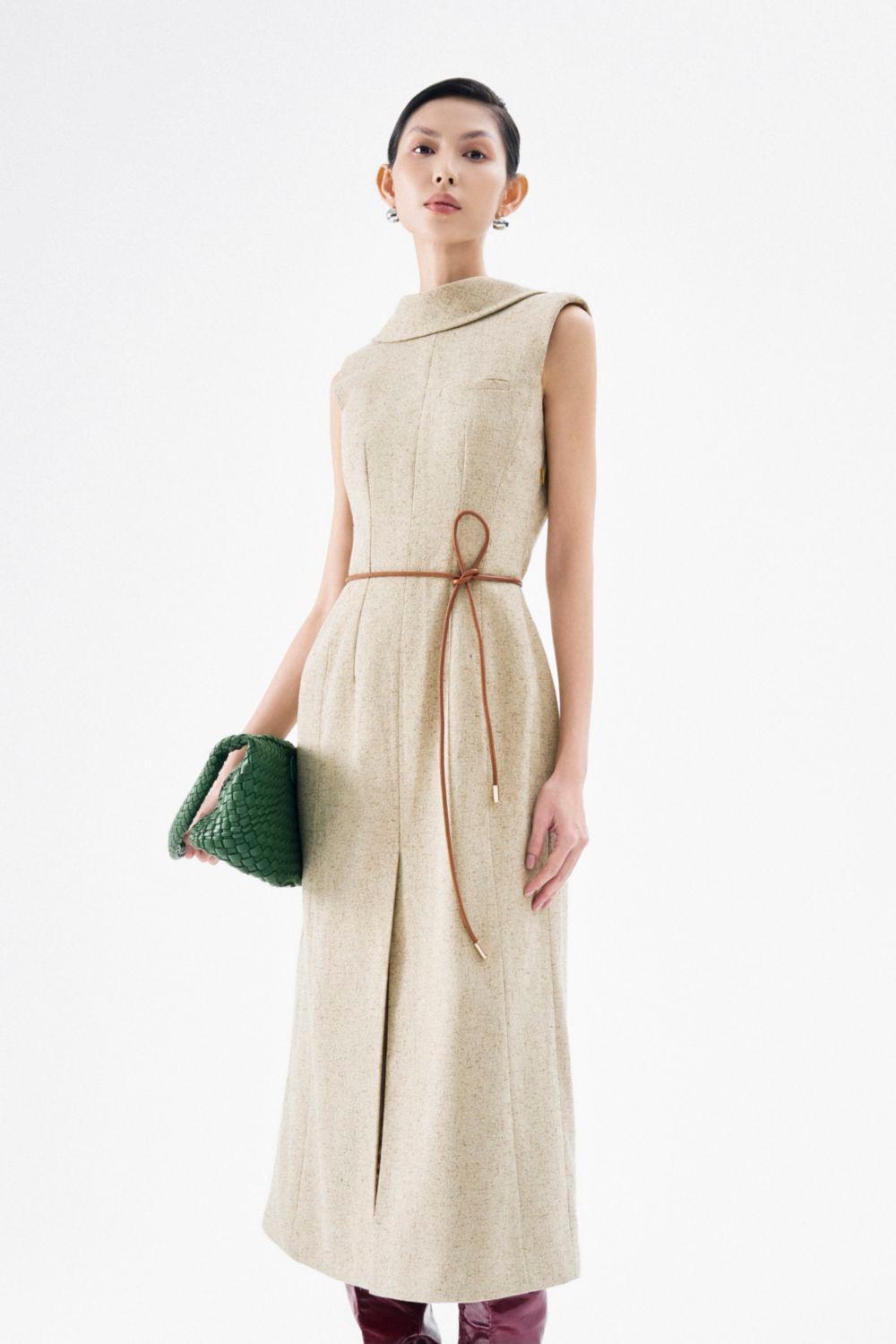 Abigail A-line Sleeveless Crepe Midi Dress - MEAN BLVD