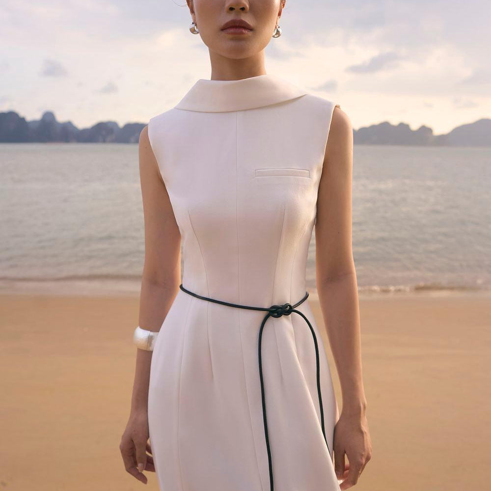 Abigail A-line Sleeveless Crepe Midi Dress - MEAN BLVD