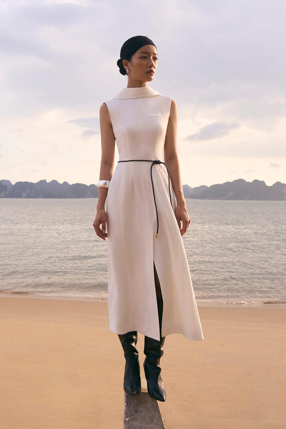 Abigail A-line Sleeveless Crepe Midi Dress - MEAN BLVD