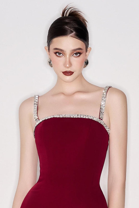 Acosta Sheath Square Neck Crepe Below The Knee Dress - MEAN BLVD