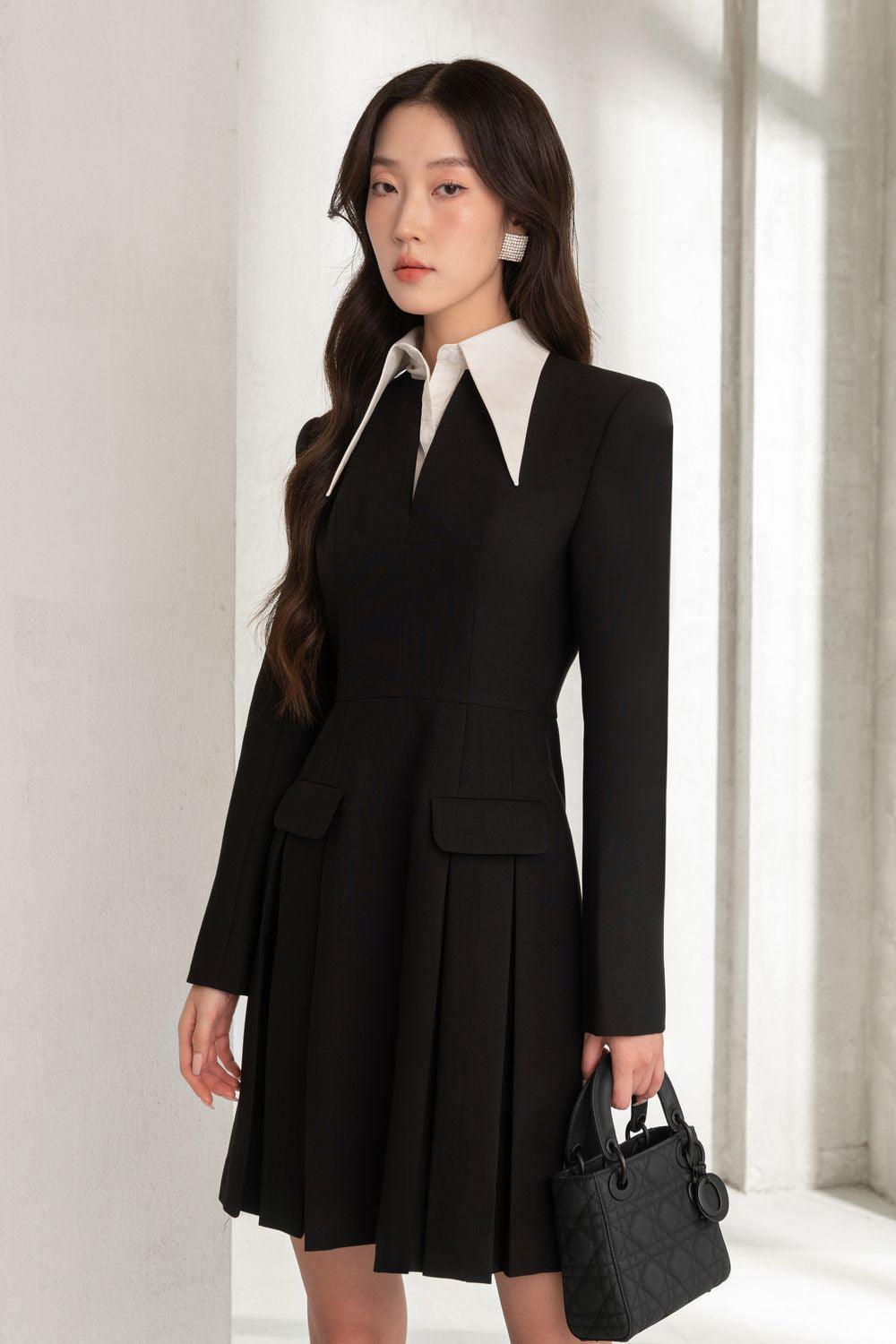 Adalyn A-line Collared Neck Twill Mini Dress - MEAN BLVD