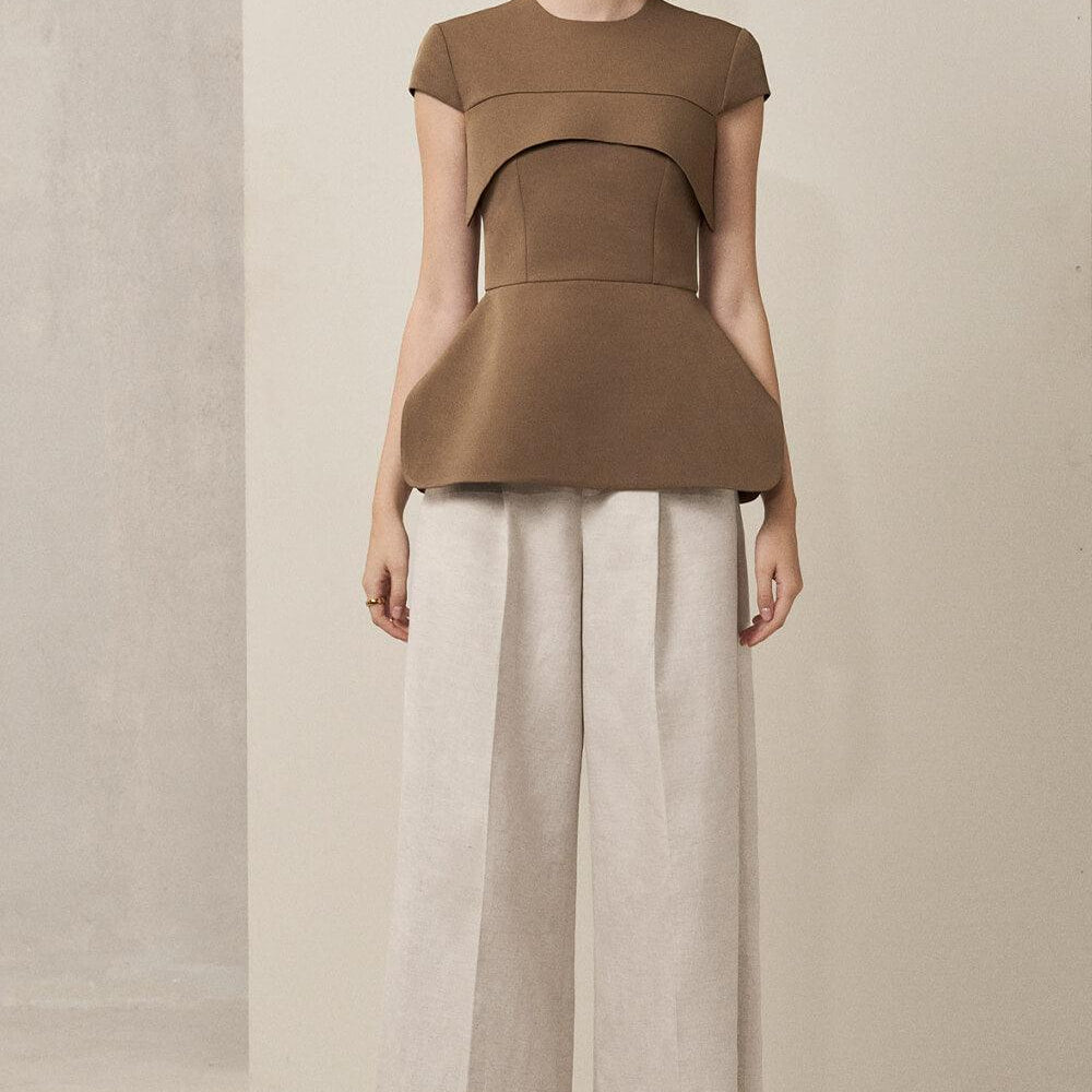 Addilyn Peplum Round Neck Polycotton Top - MEAN BLVD