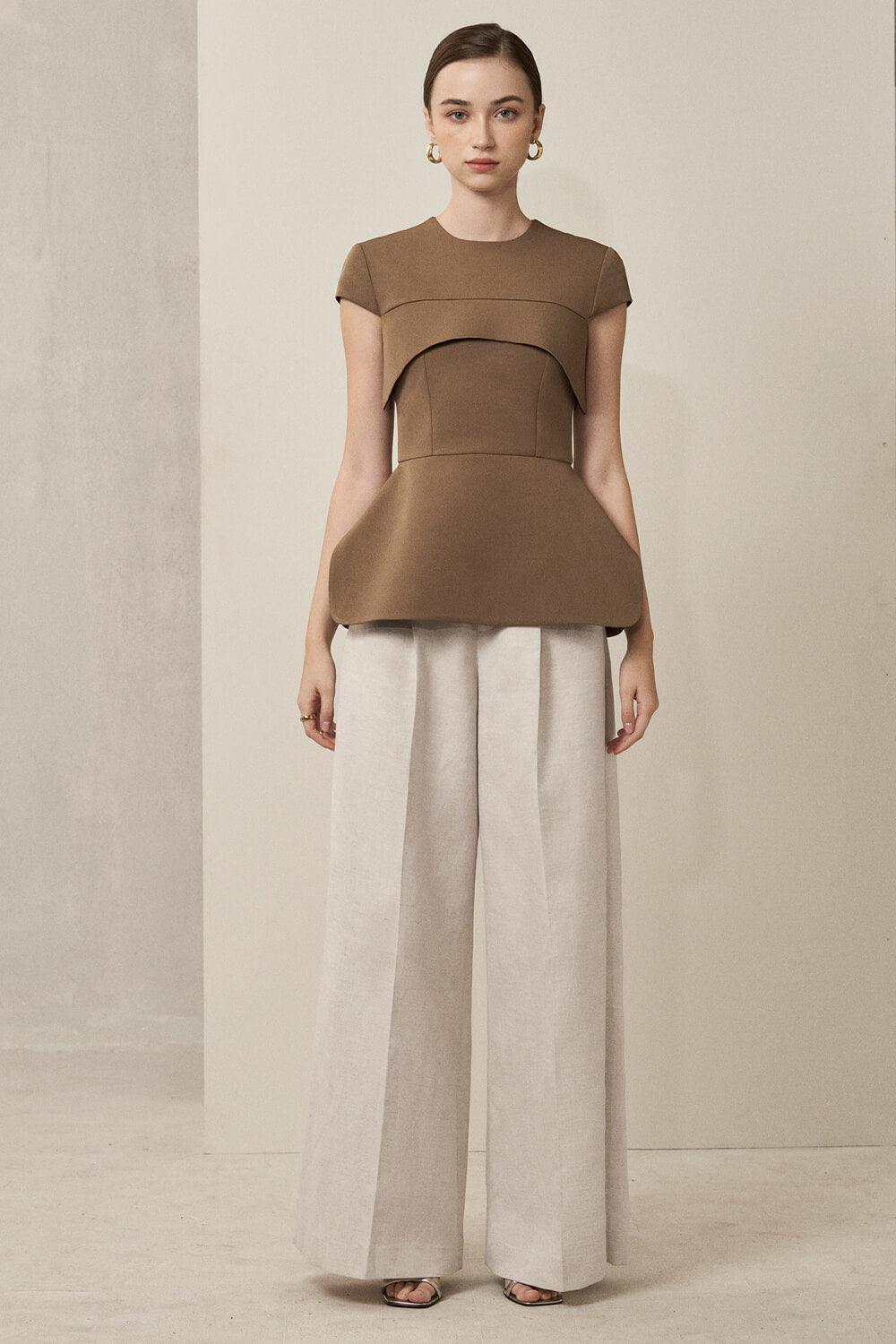 Addilyn Peplum Round Neck Polycotton Top - MEAN BLVD