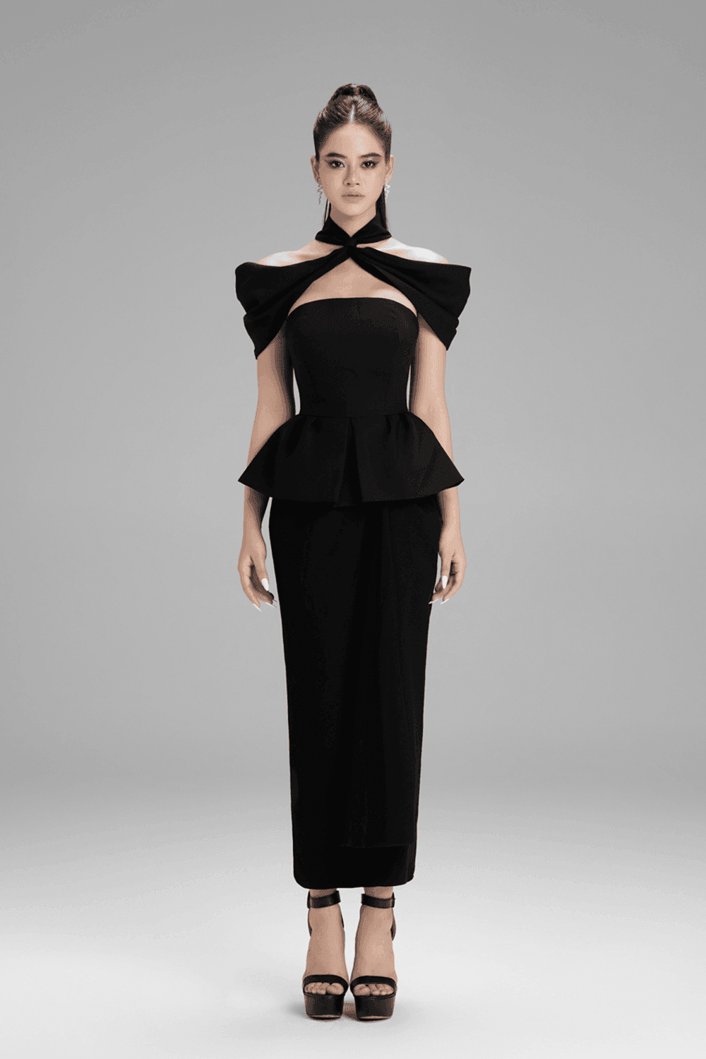 Addison Peplum Criss Cross Neck Polycotton Shirt - MEAN BLVD